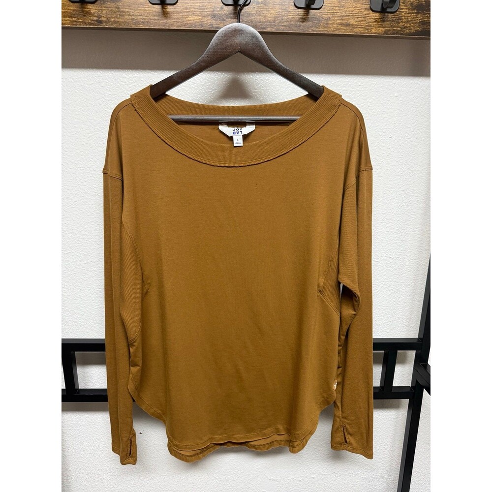 Joy Lab fall brown/mustard comfy cozy long sleeve women’s top size L EUC